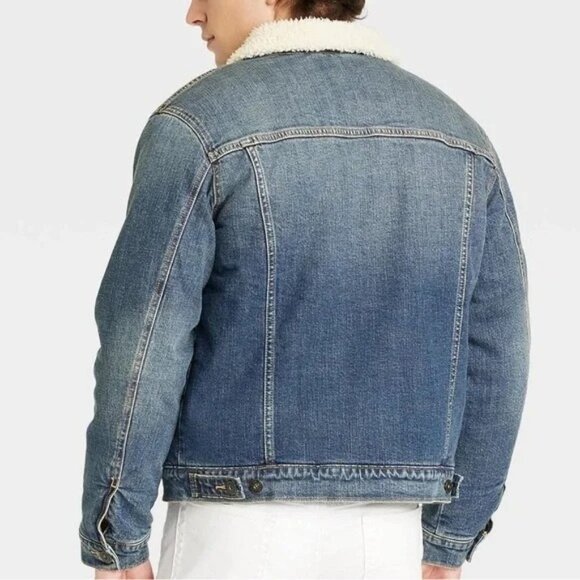 Goodfellow & Co Men's Sanford Wash Sherpa Lined Denim Trucker Jacket Sz S 2897 - Picture 4 of 13
